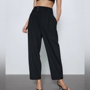 Zara high waist pleated black trousers
